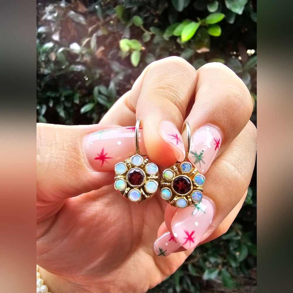 Opal drop Dangle Earrings 925